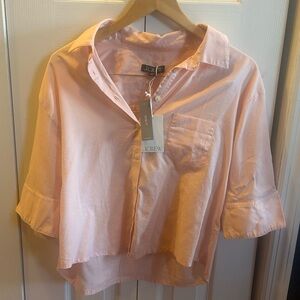 J. Crew Light Pink Cropped Button-Down Shirt
